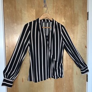 Adrianna Papell Striped Faux Wrap Blouse